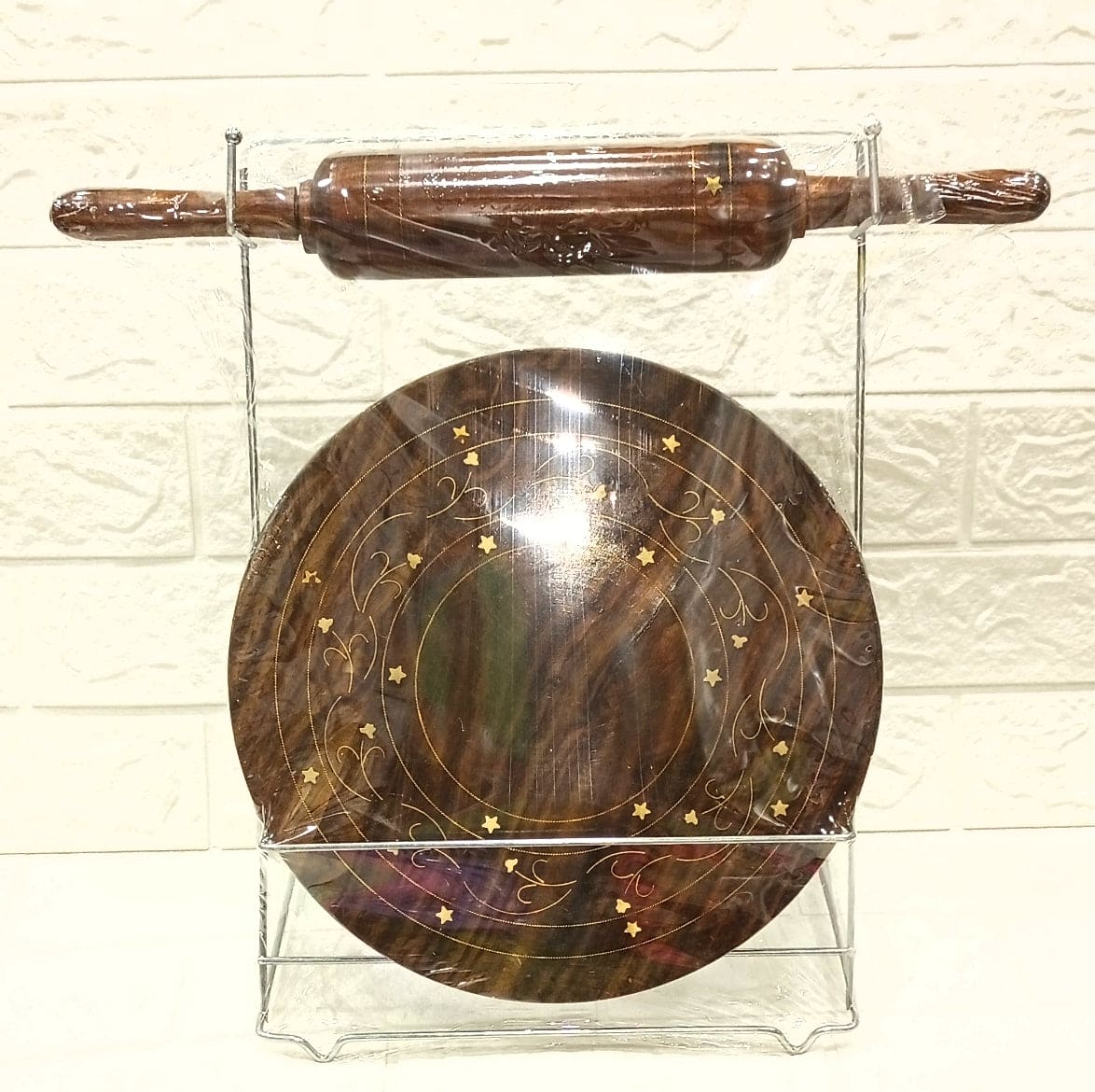 Sheesham Wooden Chakra Belan With Stand, Durable Chakra Bela for Kitchen, Wooden Chapati Maker Circular Board Sheesham Wooden Chakra Belan With Stand, Durable Chakra Bela for Kitchen, Wooden Chapati Maker Circular Board